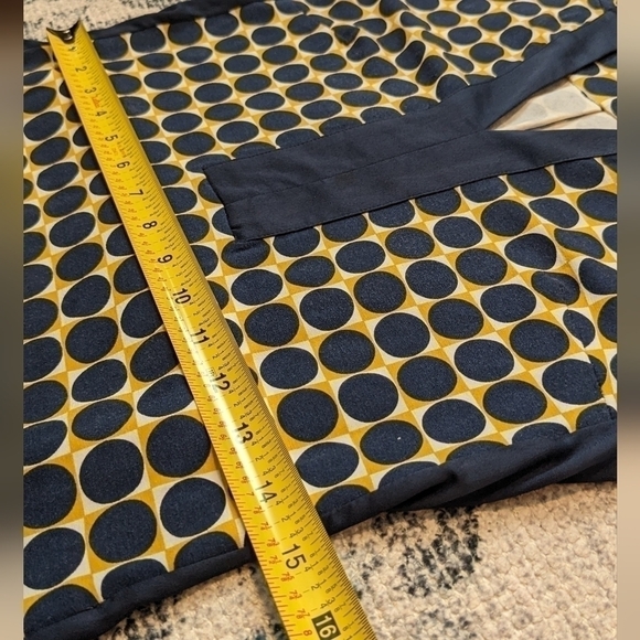Ann Taylor Sz XS Navy Blue and Yellow Circle Geometric Print Dress - Picture 5 of 6